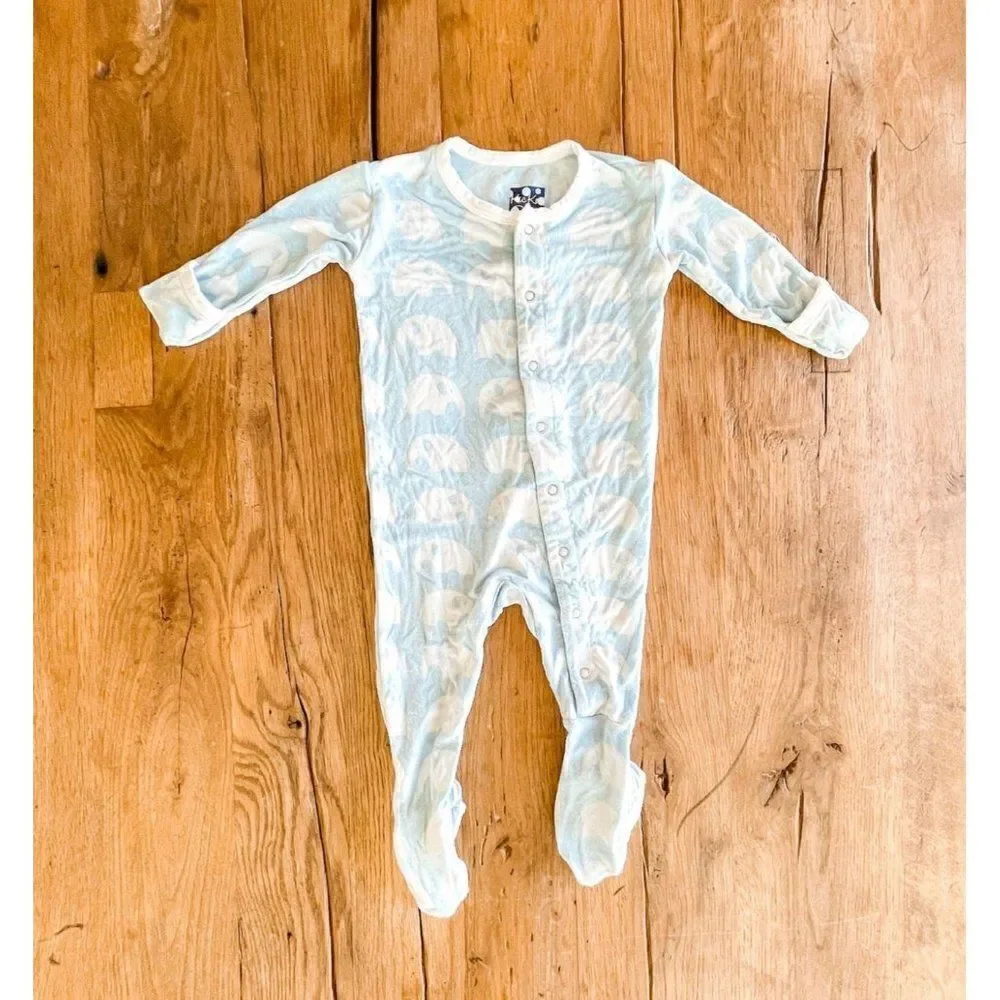 Kickee Pants Elephant Snap Footie Size 0-3M